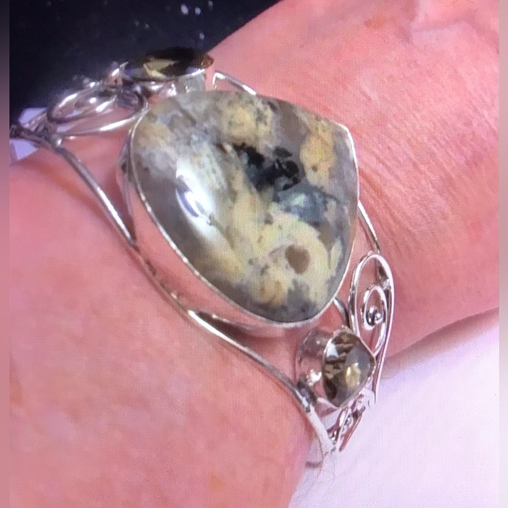 Astrophylite Smokey Topaz 925 Sterling Silver Cuff Bracelet